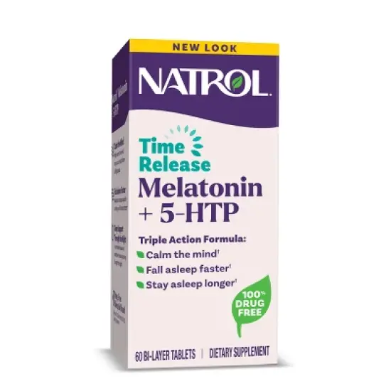 Natrol Melatonin 6mg + 5-HTP Sleep Aid Time Release Tablets - 60ct image {10}