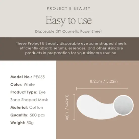 Project E Beauty 500pcs Disposable Under Eye Pads Cotton | Disposable Eye Patches | DIY Lotion Serum Toner Eye Mask | Skincare image {4}