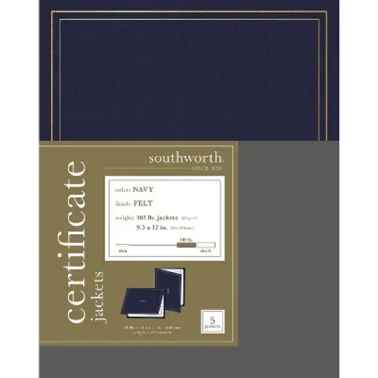 Southworth Certificate Holders 8.5" x 11" Navy 5/Pack (PF6) image {4}