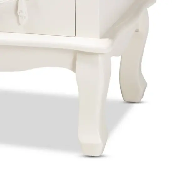 Callen Wood 3 Drawer Nightstand White - Baxton Studio image {6}