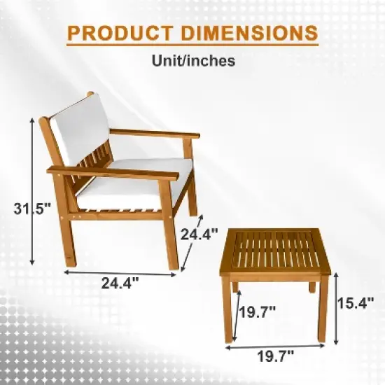 BestMassage 3-Piece Patio Bistro Set Outdoor Patio Furniture Conversation Table Chair Set image {6}