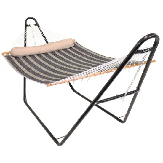 Sunnydaze Double Quilted Fabric Hammock with Universal Steel Stand - 450-Pound Capacity image {17}