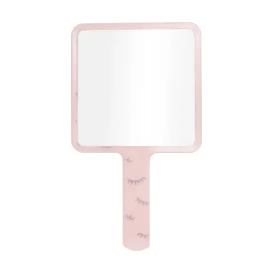 Unique Bargains Eyelash Pattern Square Handheld Mirrors 1 Pc Translucent Pink image {3}