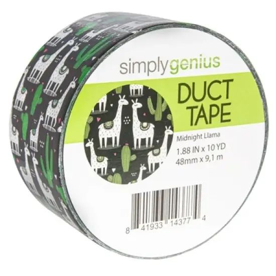 Simply Genius Pattern Duct Tape Heavy Duty, Colorful Craft Supplies for Kids & Adults, Single Roll 1.8 in x 10 yards (Midnight Llama) image {4}