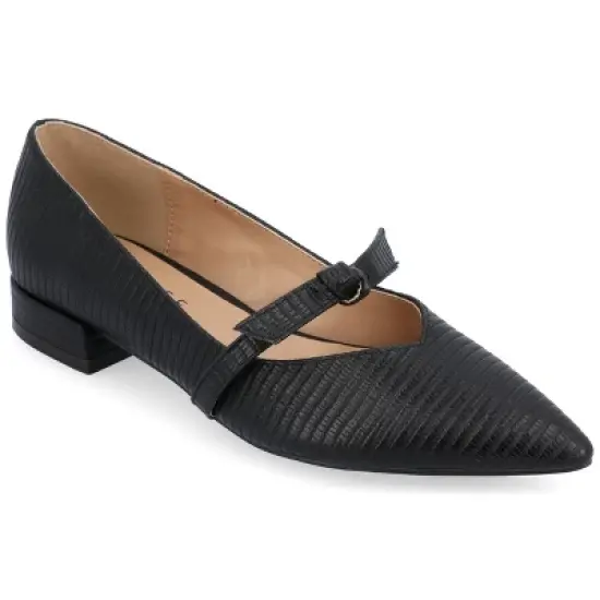 Journee Collection Womens Cait Textured Material Slip On Mary Jane Flats image {9}