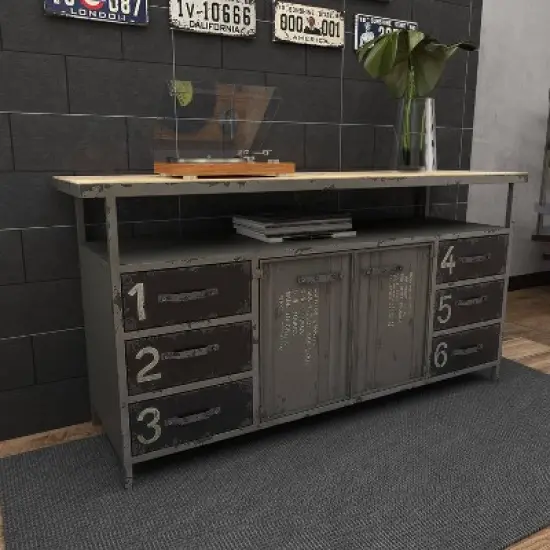 Industrial Wood Buffet Gray - Olivia & May image {15}