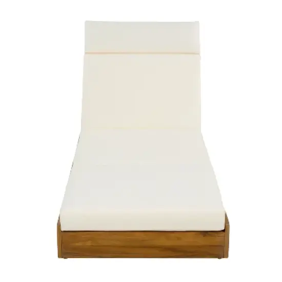 Christopher Knight Home Moreno Outdoor Acacia Wood Adjustable Chaise Lounge with Water-Resistant Cushion image {4}