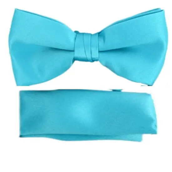 New Men's Solid Pre Tied Bow Tie and Hanky Set image {23}