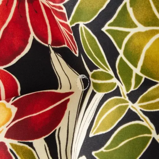 Aloha Black Floral Outdoor Bench Cushion - Kensington Garden image {5}