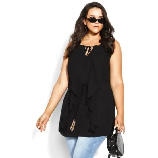 Women's Plus Size Waterfall Tunic  - Black | CITY CHIC image {4}