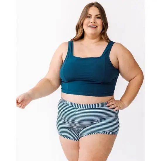 Lime Ricki Women's Indigo Square Neck Swim Crop image {5}