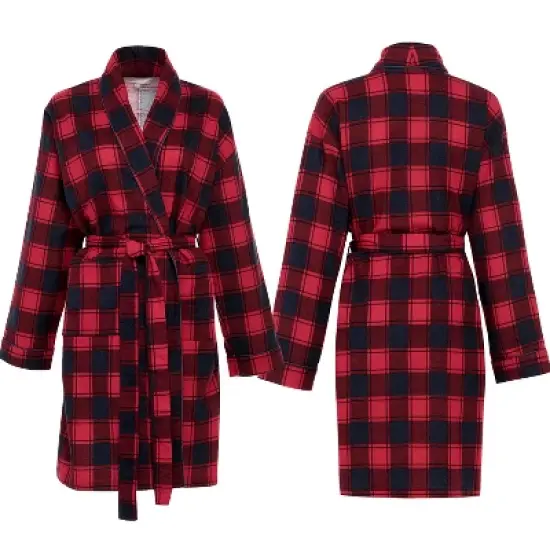 Women's Soft Cotton Flannel Robe, Plaid Bathrobe image {2}