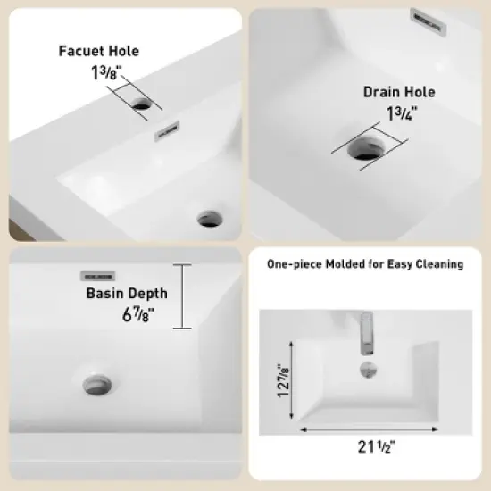 Christopher Knight Home Marshall Wall-Mounted White Bathroom Vanity with Stone Resin Sink and Two Drawers image {3}