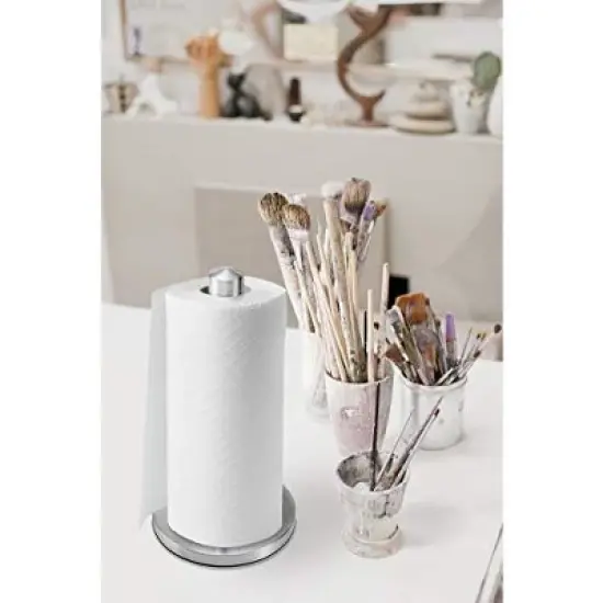 Kamenstein Perfect Tear Low Profile Stainless Steel Countertop Paper Towel Holder, One Handed Pull, Weighted Base to Prevent Tipping, 13 Inch image {2}
