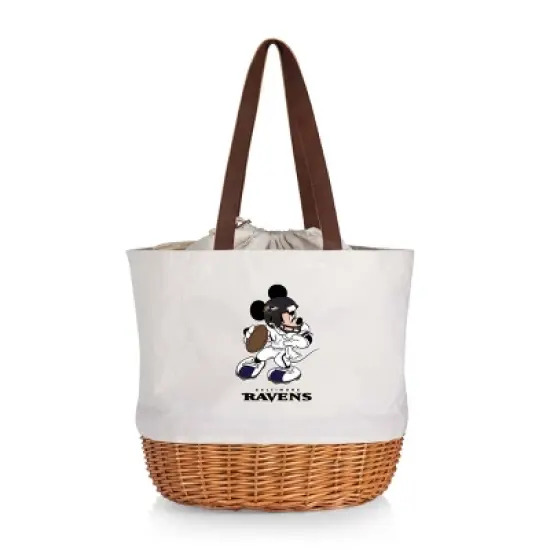 NFL Baltimore Ravens Mickey Mouse Coronado Canvas and Willow Basket Tote - Beige Canvas image {4}