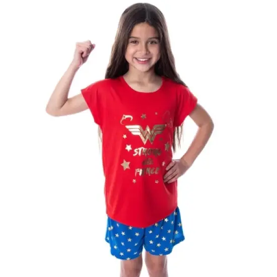 DC Comics Girls' Wonder Woman Strong and Fierce Shirt and Shorts Pajama Set Strong and Fierce image {5}