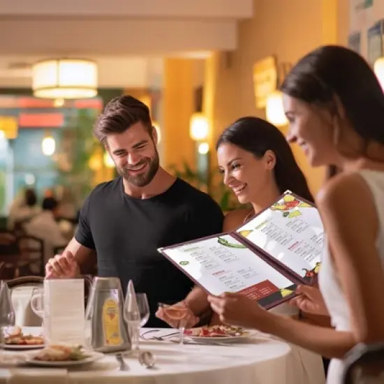 WeChef 30 Pack Menu Cover 8.5 x 11" 2 Page 4 View Double Fold Stitch Corner Restaurant Red image {6}