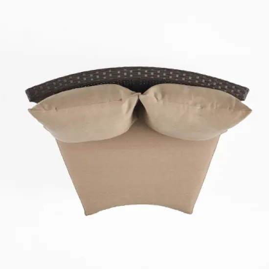 Christopher Knight Home Harper Outdoor Wicker Curved 76" W Loveseat Sectional with Cushions image {4}