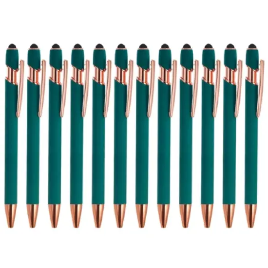 Unique Bargains Metal Black Ink Medium Screen-touching Tip Ballpoint Pen Style 2 12 Pcs image {9}