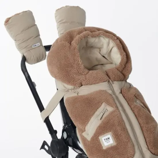 7AM Enfant Blanket 212 Evolution Extendable Footmuff - Oat/Applique Cacao image {5}