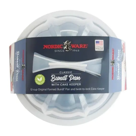 Nordic Ware 12 Cup Formed Aluminum Bundt Pan Blue with Cake Keeper: Nonstick Baking Pan, Dishwasher-Safe, 10-Year Warranty image {3}