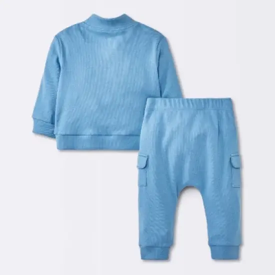 Baby Boys' 2pc Cozy Quarter Zip Top & Bottom Set - Cloud Island&trade; Blue image {1}