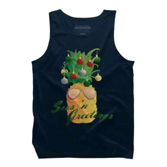 Men's Design By Humans Christmas Pineapple By Desdymona Tank Top image {5}