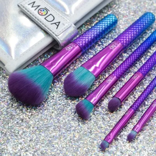 MODA Brush Prismatic Total Face 7pc Travel Sized Makeup Brush Flip Kit, Includes Powder, Foundation, and Angle Shader Makeup Brushes image {2}