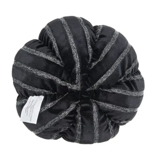 Whisen Fabric Stripe Pumpkin Decor, Holiday Halloween Decoration - Black & White image {7}