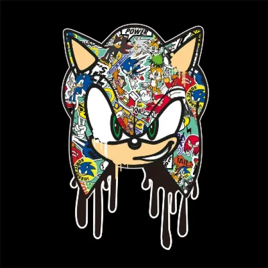 Bioworld Sonic The Hedgehog Graffiti Portrait Youth Black Crew Neck Sweatshirt image {1}