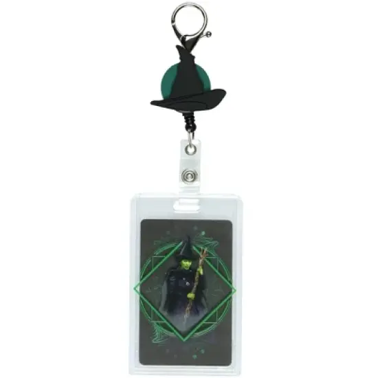 Wicked Retractable Reel Lanyard Hard Plastic ID Badge Holder Elphaba Witch Hat Keychain Multicolored image {4}