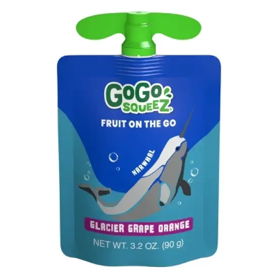GoGo SqueeZ Applesauce and Fruit Puree Discovery Variety Pack Arctic Apple and Glacier Grape Orange Pouches - 64oz/20ct image {4}