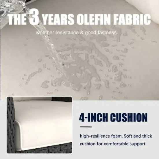 LayinSun Outdoor Patio Furniture Set, Black Rattan Wicker Sectional Swivel Rocker Chairs Sets image {2}