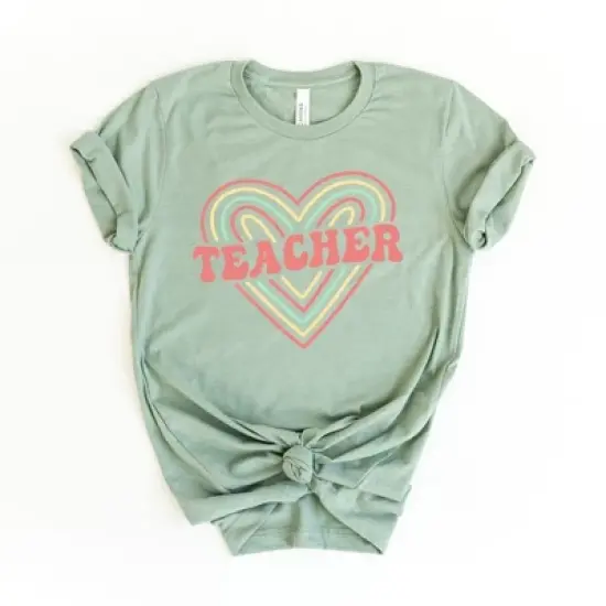 Simply Sage Market Women's Colorful Heart Teacher Short Sleeve Graphic Tee image {4}