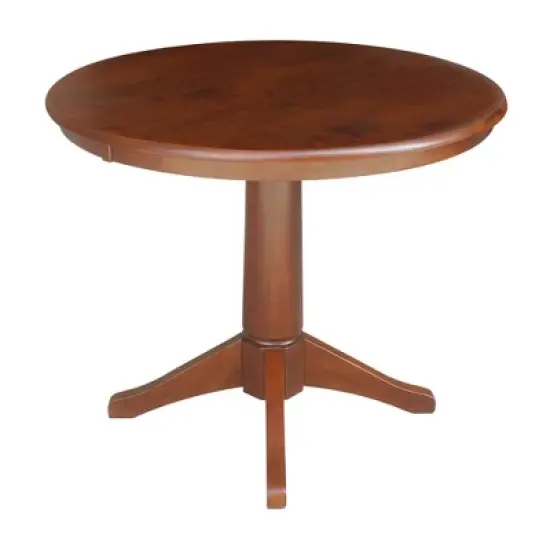 36" Oscar Round Top Pedestal Table Dining Height Espresso - International Concepts image {1}