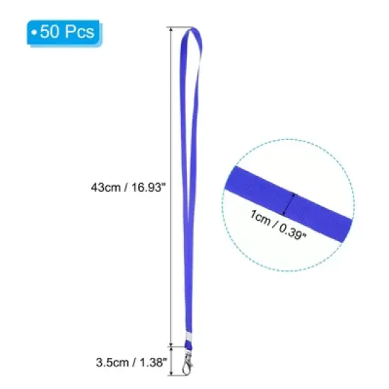Unique Bargains Width Flat Neck Lanyards with Swivel Hook Clip for Name Tag Badges 50 Pcs image {1}