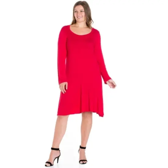 Classic Long Sleeve Flared Mini Plus Size Dress image {6}