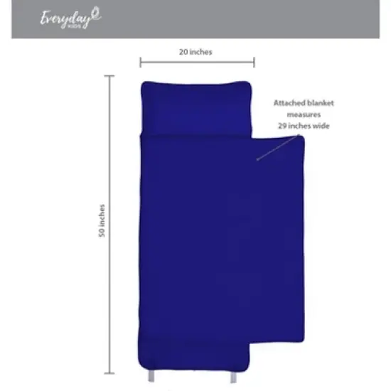 Everyday Kids Navy Nap Mat with Removable Pillow &ndash; Soft, Roll-Up Sleeping Bag with Handle and Straps &ndash; For Kids Ages 3&ndash;6, Preschool & Travel image {9}