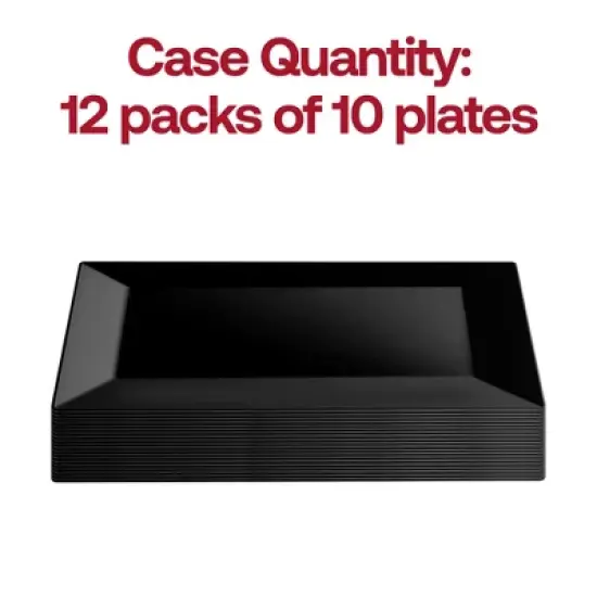 Smarty Had A Party 5.5" x 8.5" Black Rectangular Plastic Dessert Plates - 120 pcs image {2}