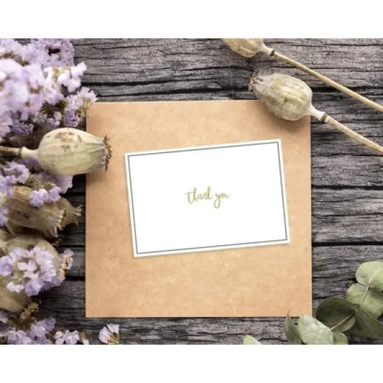 48 Pcs Thank You Cards Bulk Set, Black & Gold Thank You Notes with Envelopes image {1}