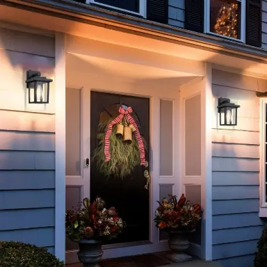 C Cattleya 2 Pack Matte Black Dusk to Dawn Outdoor Wall Lights with Clear Glass Shade image {4}