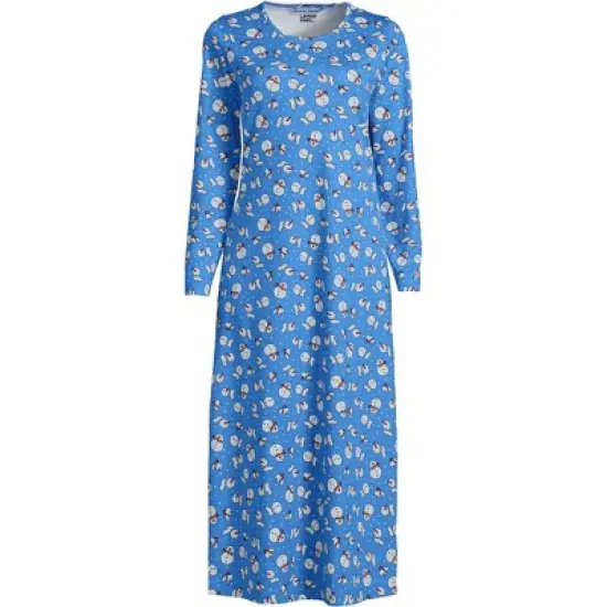 Lands' End Women's Cotton Long Sleeve Midcalf Nightgown image {10}