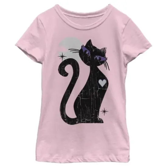 Girl's Lost Gods Halloween Full Moon Cat Heart T-Shirt image {5}