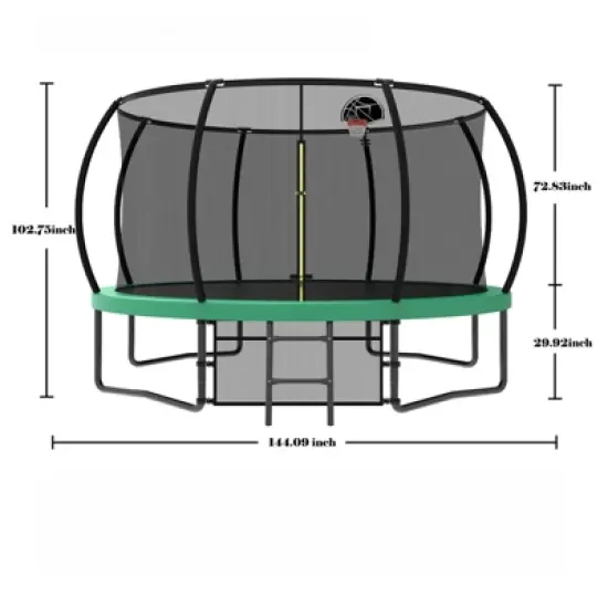 DSVIMOY Trampoline, Kids&Adults Trampoline with Heighten Net, Indoor Outdoor Recreational Trampoline, Green, 144.09"*144.09"*107.87" image {1}