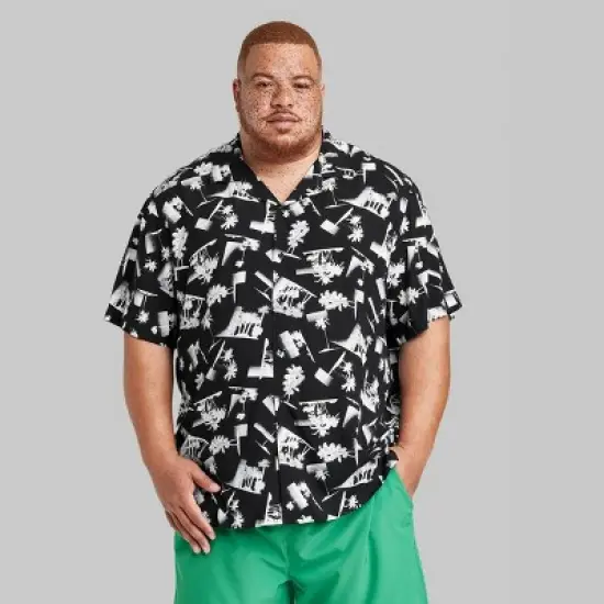 Men's Short Sleeve Button-Down Shirt - Original Use&trade; Black/White image {1}