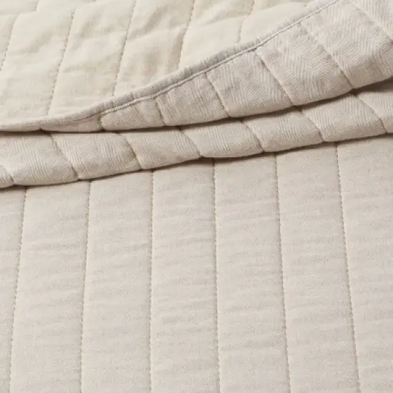 Herringbone Flannel Quilt Beige - Threshold image {3}