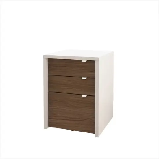 3pc Liber T Home Office Set White/Walnut - Nexera image {3}