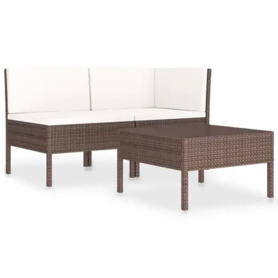 vidaXL Garden Furniture Set Brown PE rattan 3 Piece Set Modular image {8}