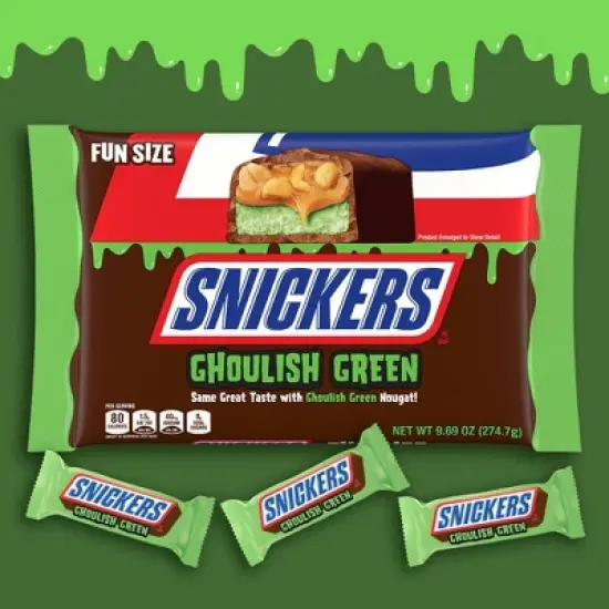 Snickers Ghoulish Green Candy Bars Halloween Chocolate - 9.69oz image {1}