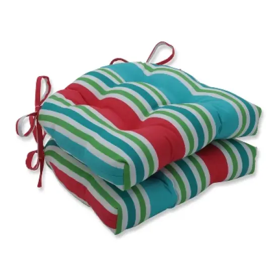 2pc Aruba Stripe Reversible Chair Pads - Pillow Perfect image {2}